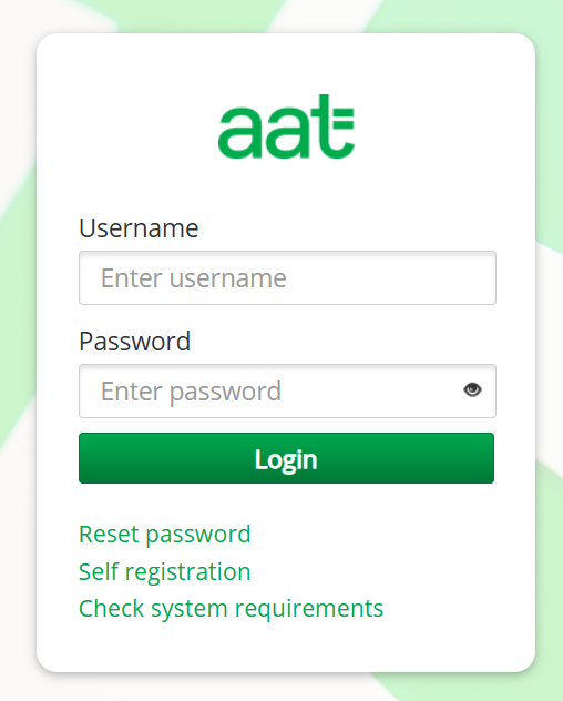 AAT PSI Online login screen
