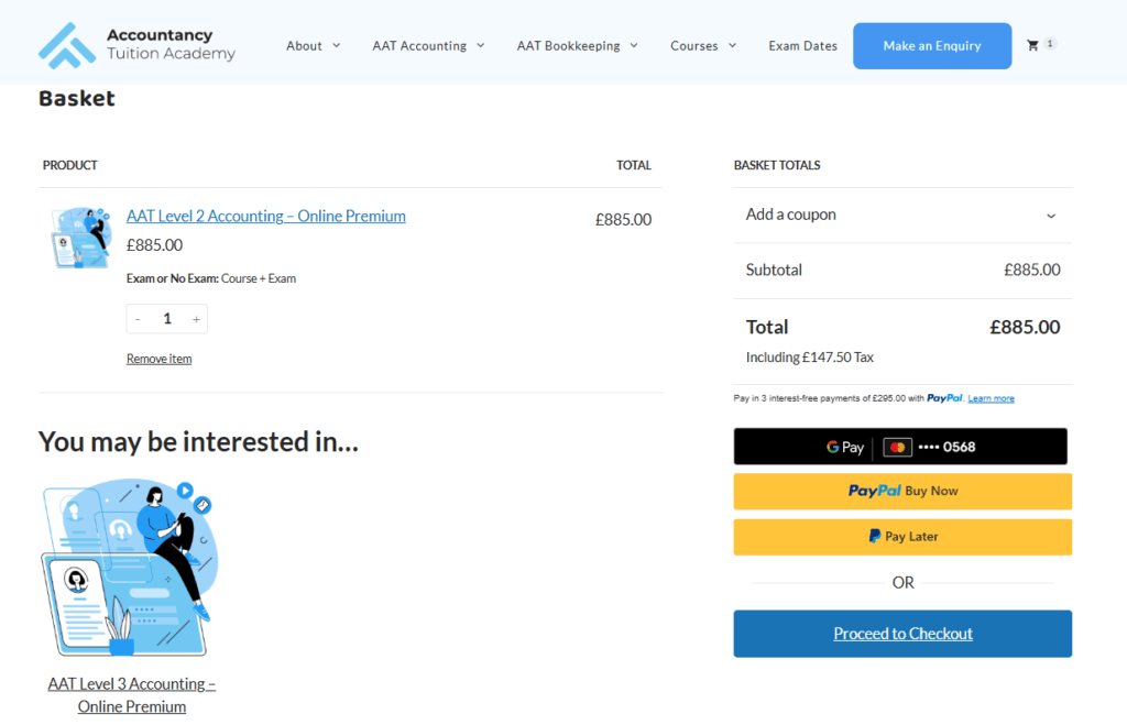 AAT Course PayPal Checkout